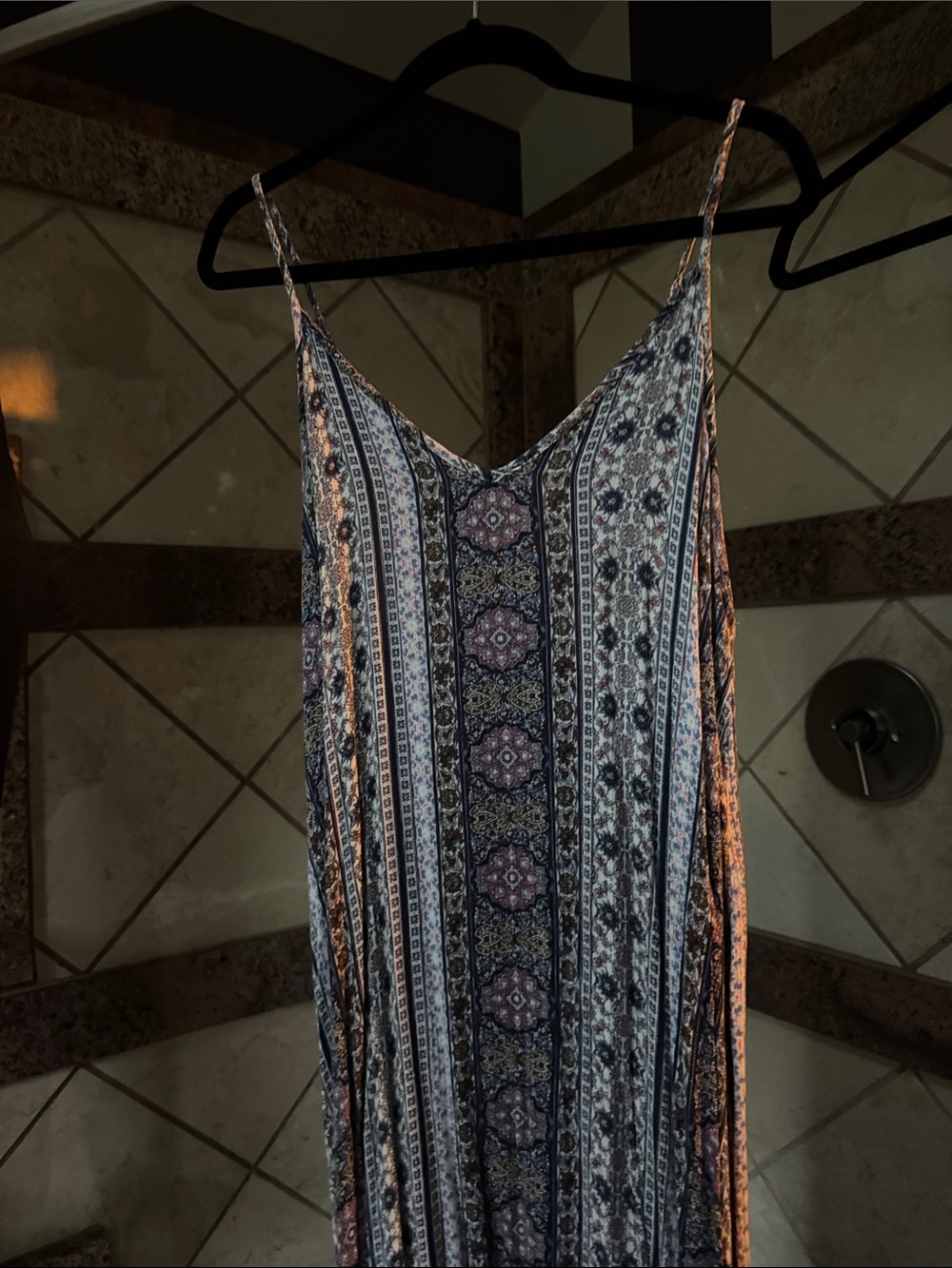 Knox Rose Striped Boho Maxi Dress in Blue and Pink